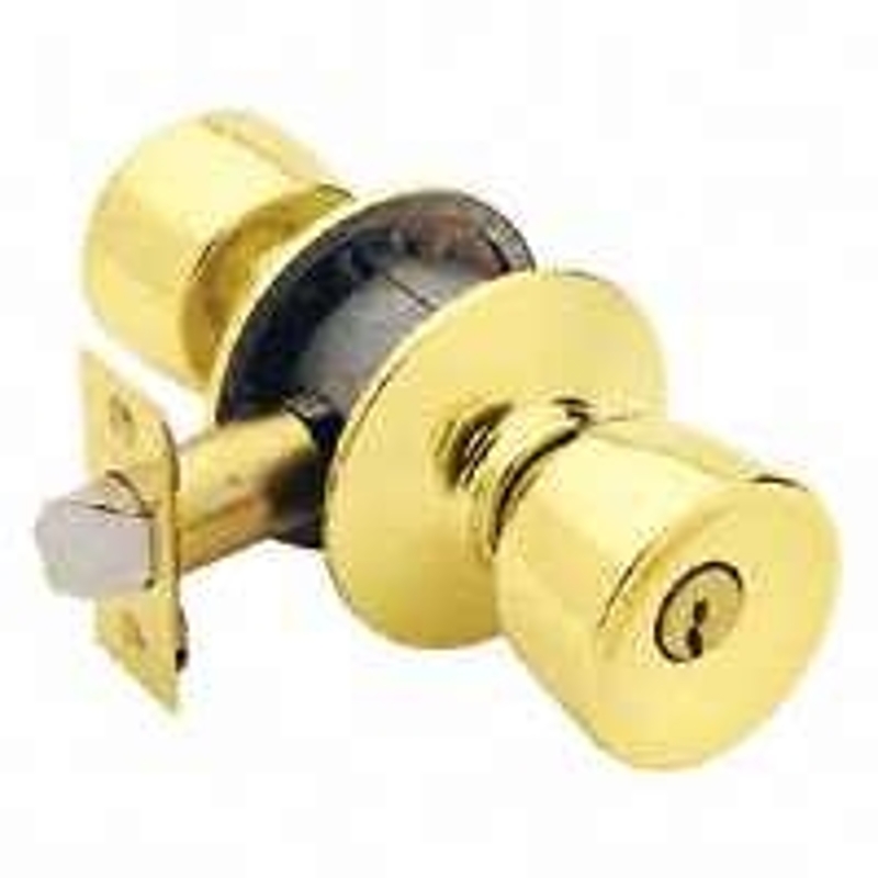 Schlage F Series F51A BEL605KA4 Entry Knob, Bell, Knob Handle, Bright Brass, Metal, C Keyway, 2-3/4 in Dimensions