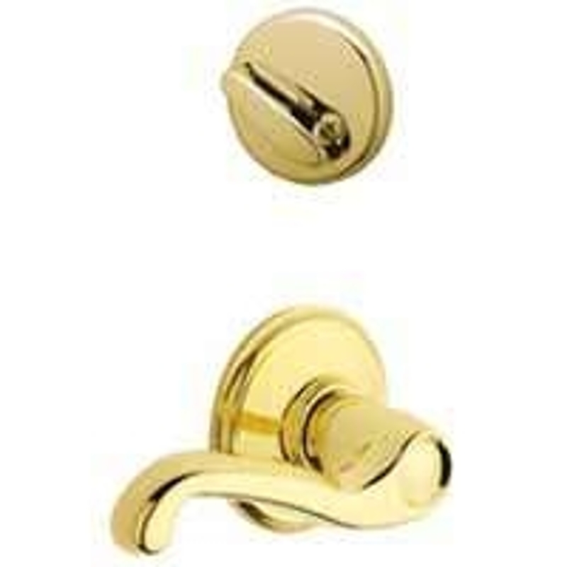Schlage F59FLA605LH Handleset Interior Trim, Wave, 1 Grade, Keyed Different Key, Metal, Bright Brass, Thumbturn Lock