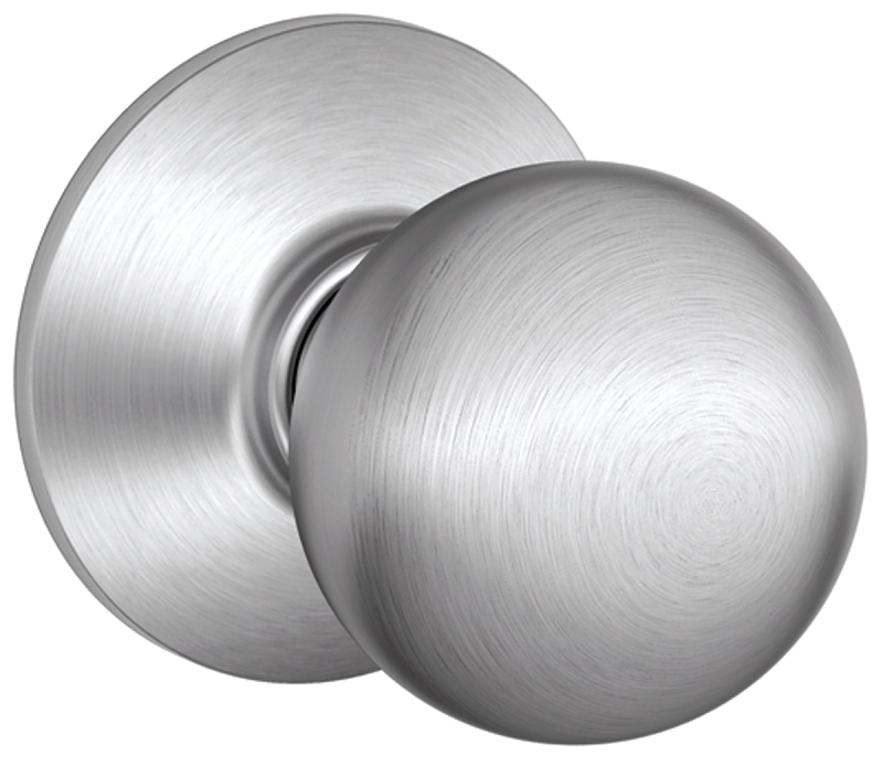 Schlage F Series F10CSVORB626 Passage Knob, Orbit, Round, 2-3/4 in Dimensions, Metal, Square Corner, T-Style Strike