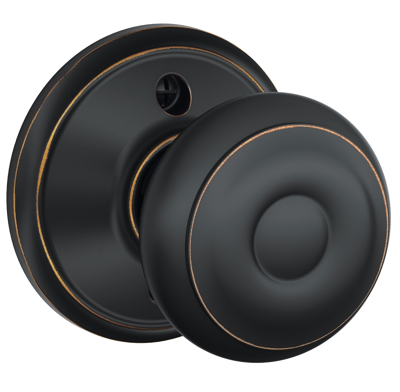Schlage F170 GEO 716 Dummy Knob, Knob Handle, Round Design, Aged Bronze, Includes: Mounting Hardware, Residential, Metal