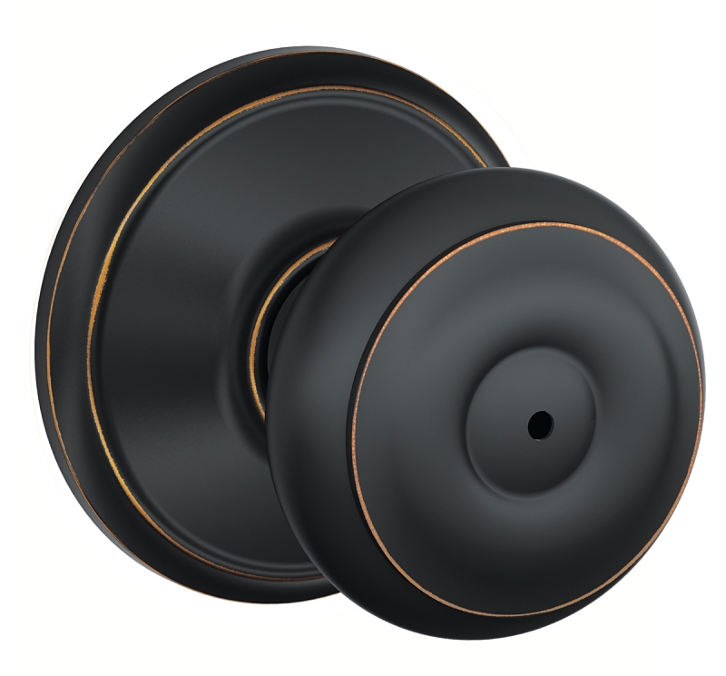 Schlage Georgian Series F40 GEO 716 Privacy Lockset, 2.31 in L x 2.75 in W x 2.75 in H Dimensions, Aged Bronze
