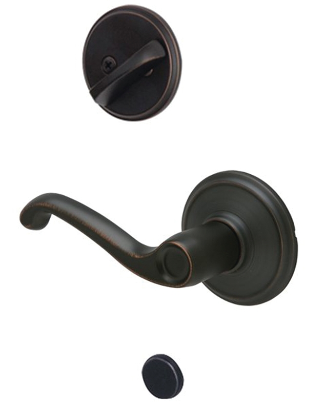 Schlage F59FLA716RH Handleset Interior Trim, Wave, 1 Grade, Thumbturn Lock, Metal, Keyed Different Key, Aged Bronze