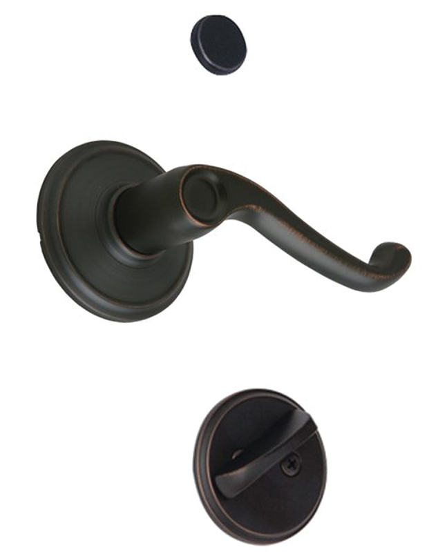Schlage F59FLA716LH Handleset Interior Trim, 1 Grade, Thumbturn Lock, Keyed Different Key, Metal, Aged Bronze, Wave