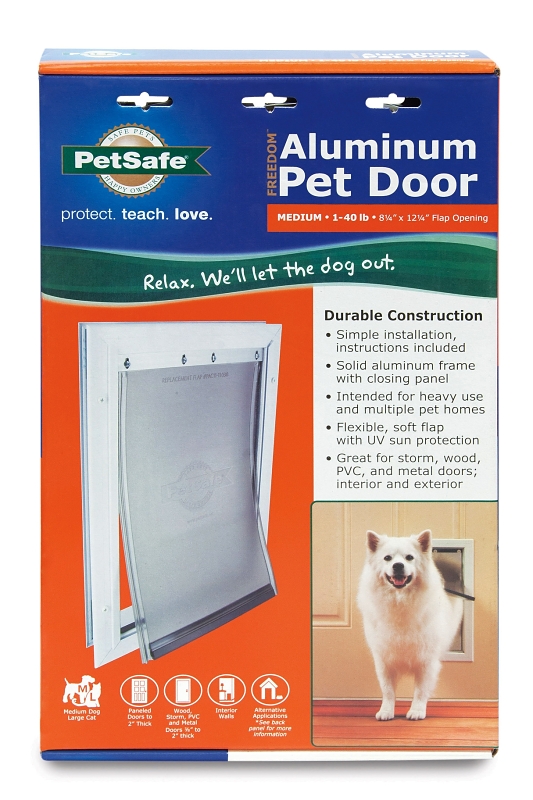 PetSafe Freedom PPA00-10860 Pet Door, 10-3/4 in W, 15-5/8 in H, Aluminum, White