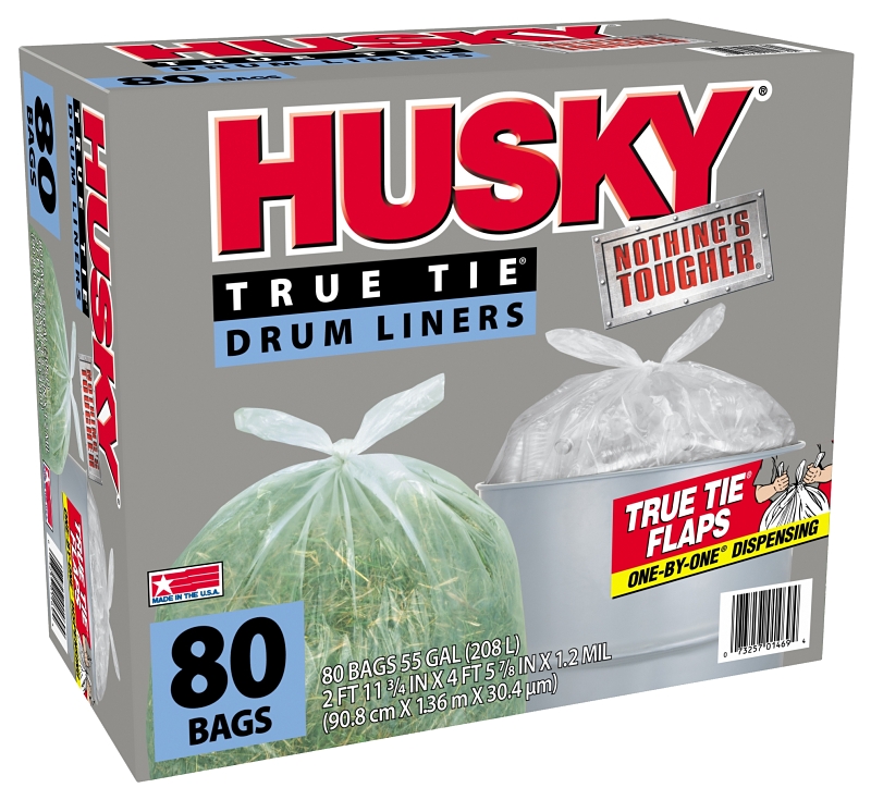 Poly America Husky Black 55 Gallon True Tie Drum Liner Bags