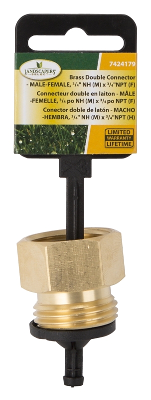 Landscapers Select GHADTRS-6 Hose Connector, 3/4 x 3/4 in, MNH x FNPT, Brass, Brass