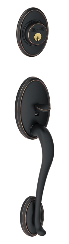 Schlage Wakefield Series F58WKF716 Combination Lockset, Mechanical Lock, Grip Only Handle, Aged Bronze, 1 Grade, Metal