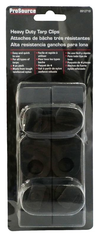 ProSource PC-301 Tarp Clip, 3.25 L, 1 in W, Nylon Reinforced Plastic, Black