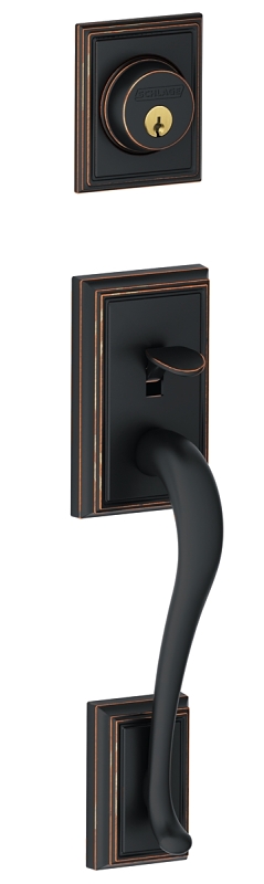 Schlage Addison Series F58ADD716 Combination Lockset, Mechanical Lock, Grip Only Handle, Aged Bronze, 1 Grade, Metal