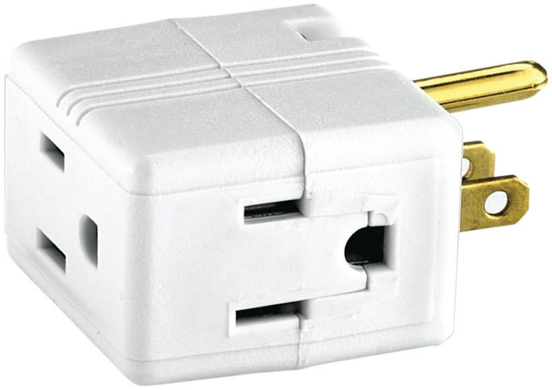 Eaton Cooper Wiring 1482W-BOX Outlet Tap, 2 -Pole, 15 A, 125 V, 3 -Outlet, NEMA: NEMA 5-15R