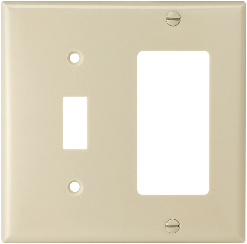 Eaton Wiring Devices 2153V-BOX Combination Wallplate, 4-1/2 in L, 4-9/16 in W, 2 -Gang, Thermoset, Ivory