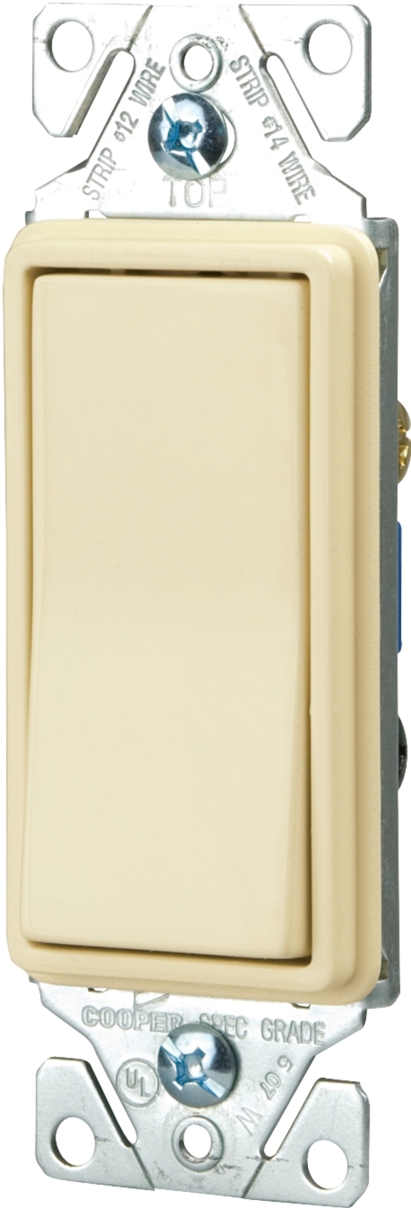 Eaton Wiring Devices 7500 Series 7501V-C Rocker Switch, 15 A, 120/277 V, SPST, Lead Wire Terminal, 2000 V Dielectric