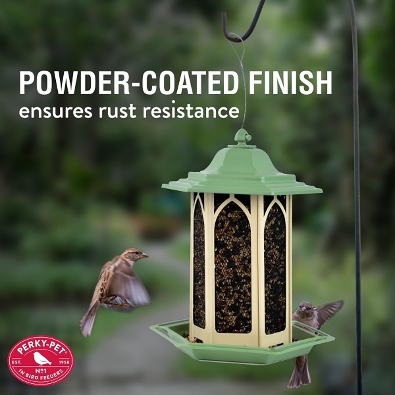 Perky-Pet GAZ01 Bird Feeder, Gazebo, 3.5 lb, Mixed Seed, Metal/Plastic, Pistachio Green, Hanging Mounting