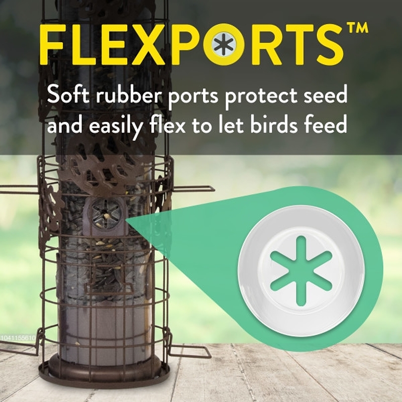 Perky-Pet Squirrel-Be-Gone Max SBG101 Tube Bird Feeder, 18 in H, Pinecones, 1-3/4 lb, Metal, Powder-Coated