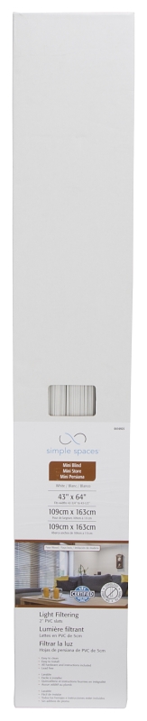 Simple Spaces FWMB-18 Blind, 64 in L, 43 in W, Faux Wood, White