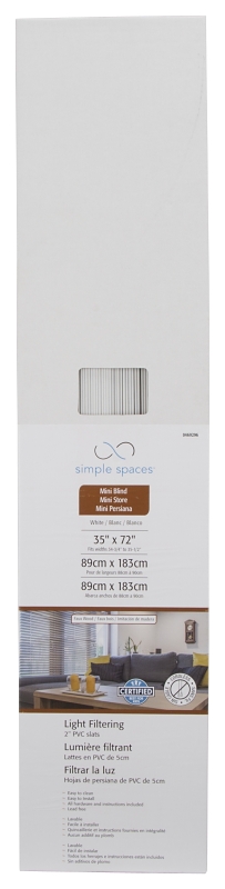 Simple Spaces FWMB-31 Blind, 72 in L, 35 in W, Faux Wood, White
