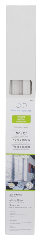 Simple Spaces PVCMB-17A Blind, 72 in L, 30 in W, Vinyl, White