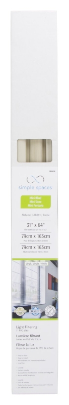 Simple Spaces PVCMB-6AA Blind, 64 in L, 31 in W, Vinyl, Alabaster