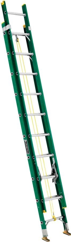 Louisville FE0616 Extension Ladder, 225 lb, Fiberglass, Green