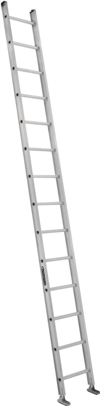 Louisville AE2112 Extension Ladder, 181 in H Reach, 300 lb, 1-1/2 in D Step, Aluminum, Natural