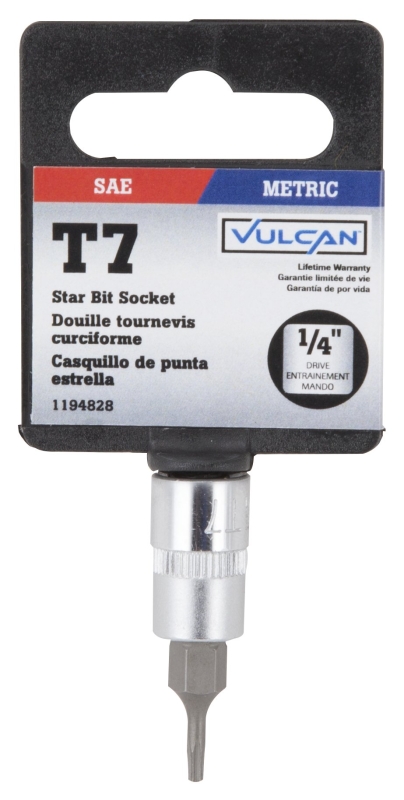 Vulcan 55050024SD Star Bit Socket, T7 Tip, Chrome