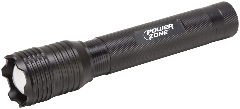 PowerZone 12106 Tactical Flashlight, AA Battery, LED Lamp, 1000 Lumens, 150 m Beam Distance, 12 hrs Run Time, Black