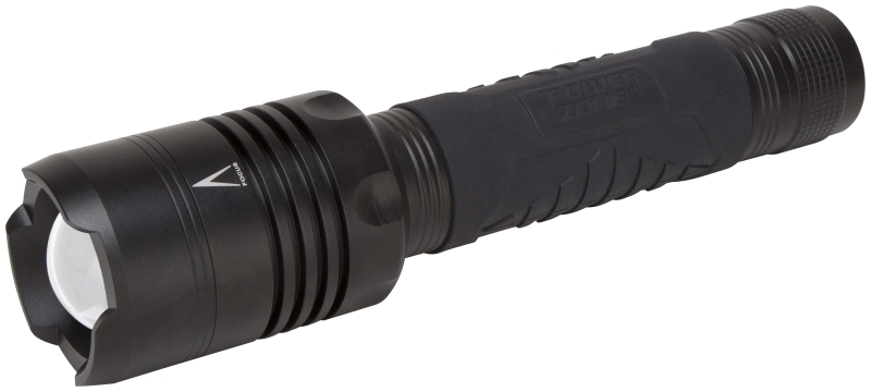 PowerZone 12169 Tactical Flashlight, AA Battery, LED Lamp, 3500 Lumens, 200 m Beam Distance, 5 hrs Run Time, Black