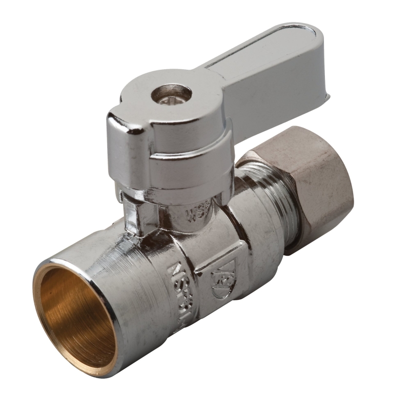 Moen M-Line Series M4791PB Straight Ball Shut-Off Valve, 3/8 x 1/2 in Connection, Compression x Sweat, Brass Body
