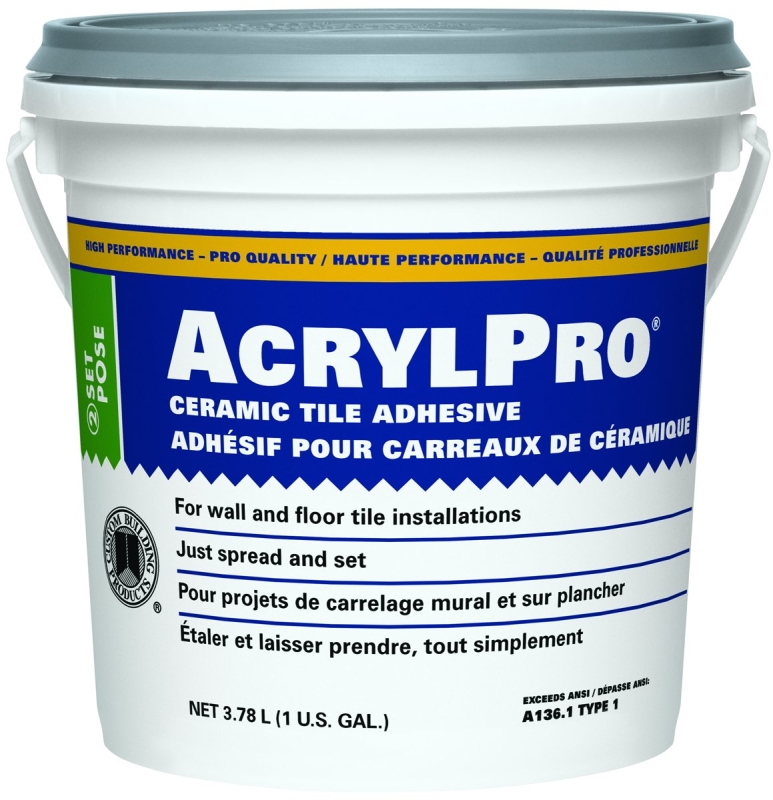 Custom ARL40001-2 Ceramic Tile Adhesive, White, 1 gal Pail