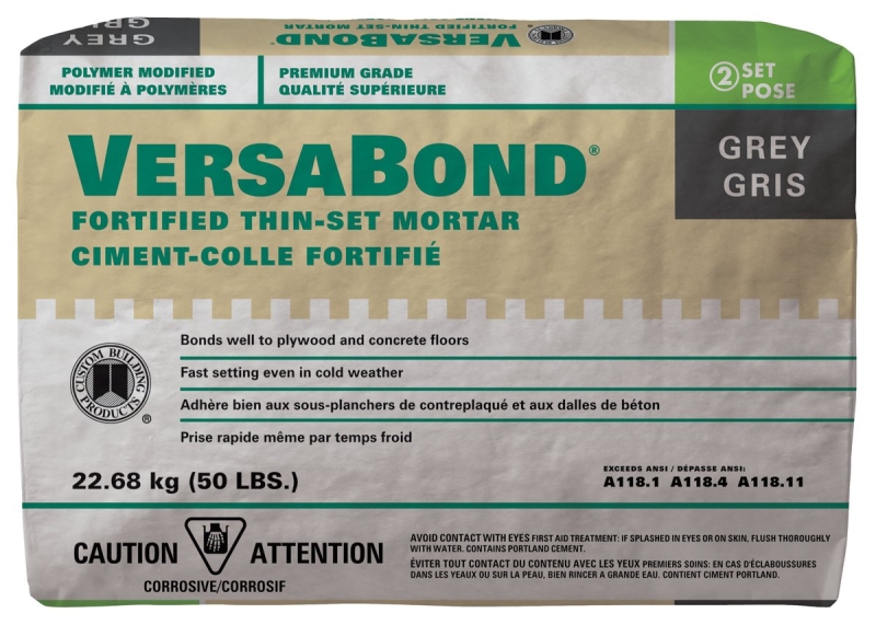 Custom CVBG50 Series Thin-Set Mortar, Gray, Powder, 50 lb Bag, 10 to 12.5 pH