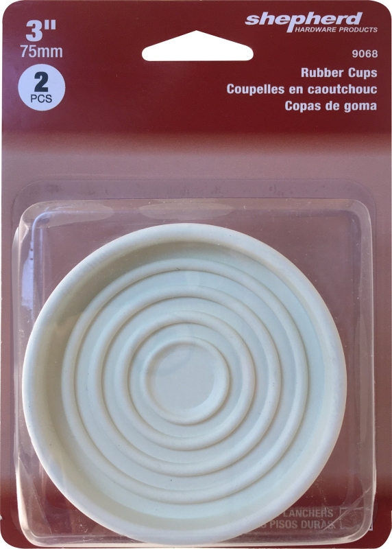Shepherd Hardware 9068 Furniture Cup, Round, Rubber, Off-White, 3 in ID Dimensions