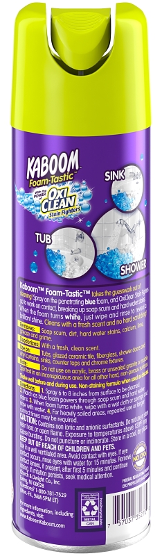 Kaboom Foam-Tastic 35270 Bathroom Cleaner, 19 oz, Liquid, Citrus, Dark Blue