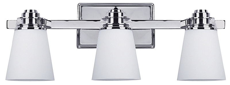 Canarm IVL220A03CH Vanity Light, 100 W, 3-Lamp, A Lamp, Steel Fixture, Chrome Fixture