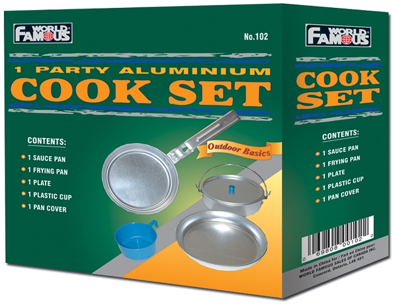 World Famous 102 Camping/Mess Kit, Aluminum, Bright Polished