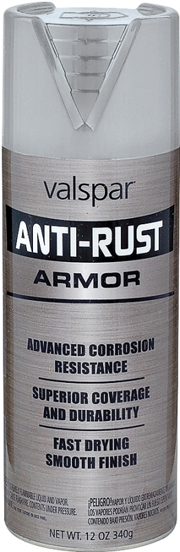 Valspar Armor 044.0021956.076 Rust Preventative Spray Paint, Gloss, Nickel, 12 oz, Can