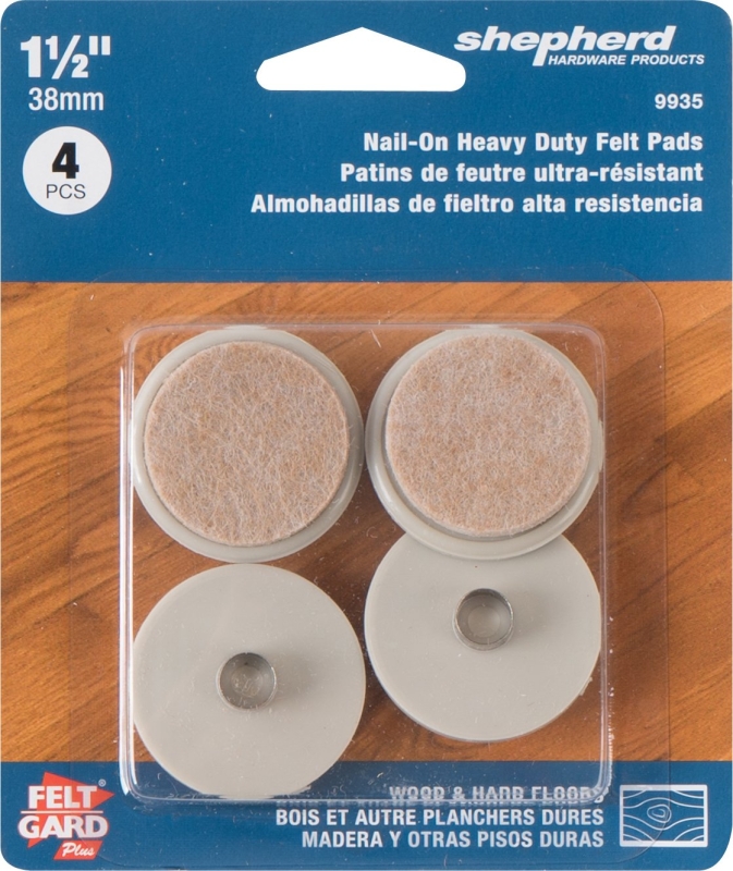 Shepherd Hardware 9935 Furniture Pad, Round, 1-1/2 in Dimensions, Felt Cloth, Almond, 4/PK