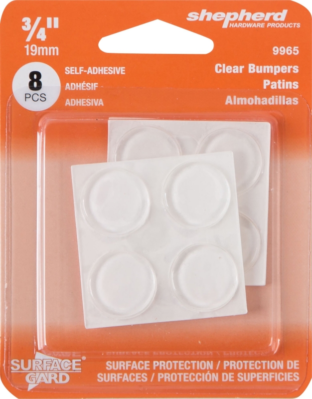 Shepherd Hardware 9965 Surface Guard Bumper Pad, 3/4 in, Round, Vinyl, Clear