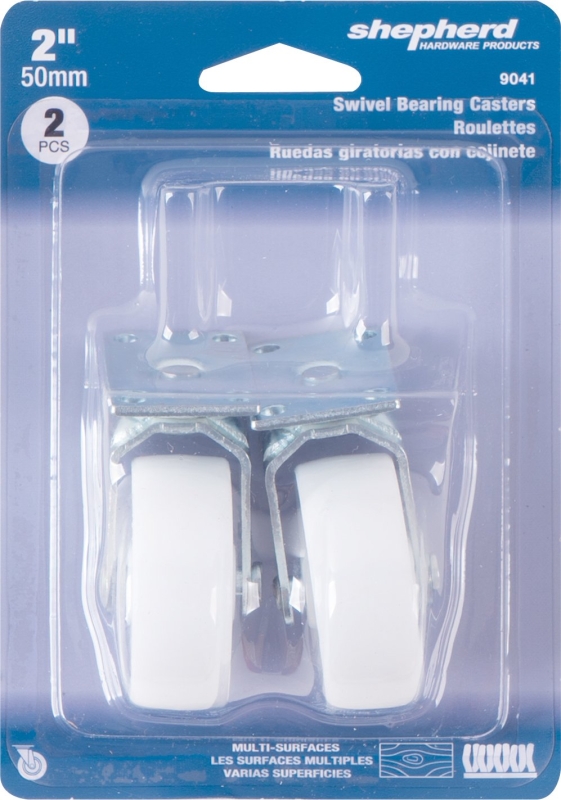 Shepherd Hardware 9041 Swivel Caster, 1-1/8 x 2 in Plate, 4.63 in W x 2 in D x 6-1/2 in H Dimensions, 2 in Dia Wheel