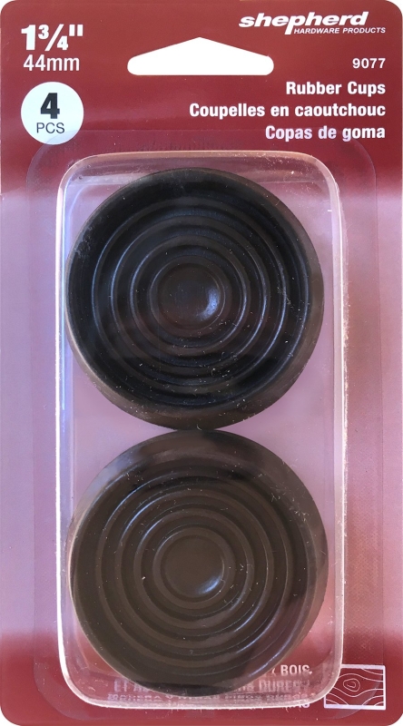 Shepherd Hardware 9077 Caster Cup, Round, 1-3/4 in Dimensions, Rubber, Brown, 4 PK