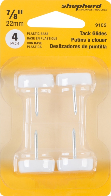 Shepherd Hardware 9102 Tack Furniture Glide, 75 lb, Plastic, White