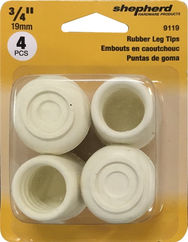 Shepherd Hardware 9119 Furniture Leg Tip, Round, Rubber, Off-White, 3/4 in Dia