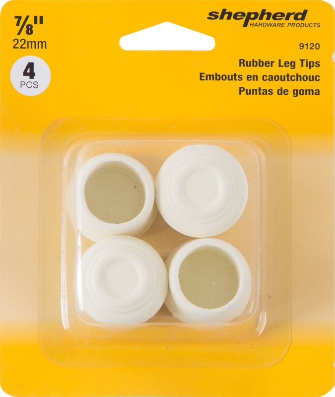 Shepherd Hardware 9120 Furniture Leg Tip, Round, Rubber, 7/8 in Dia, Off-White