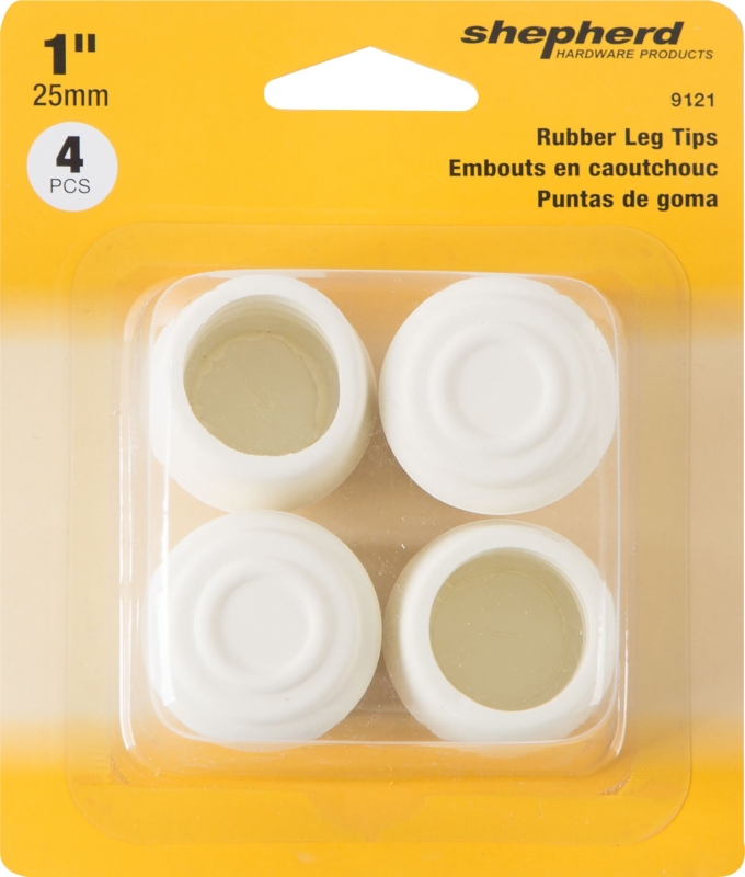Shepherd Hardware 9121 Furniture Leg Tip, Round, Rubber, Off-White, 1 in Dia