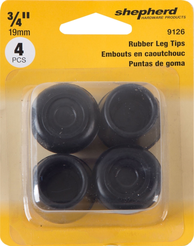 Shepherd Hardware 9126 Furniture Leg Tip, Round, Rubber, Black, 3/4 in Dia