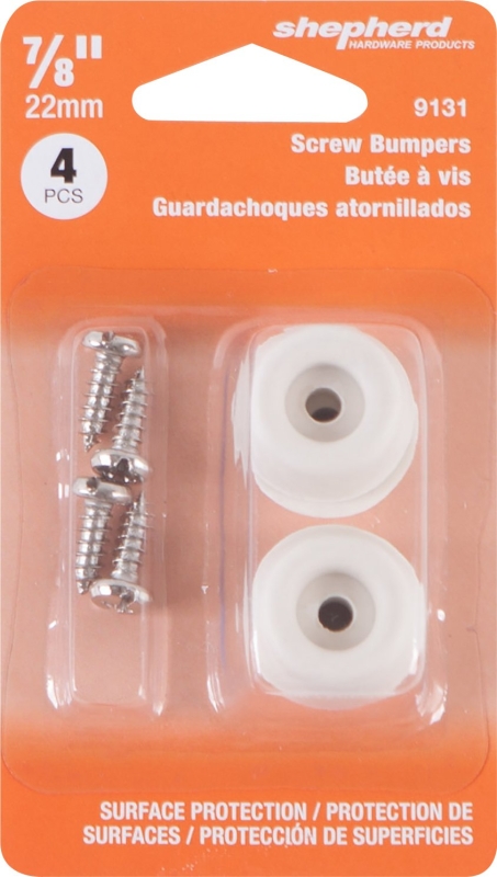 Shepherd Hardware 9131 Surface Guard Screw Bumper, 7/8 in, Round, Rubber, Off-White