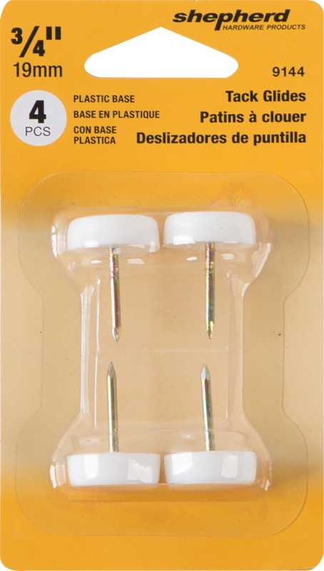 Shepherd Hardware 9144 Tack Furniture Glide, Round, 3/4 in Dia Dimensions, Plastic, White, 4 PK
