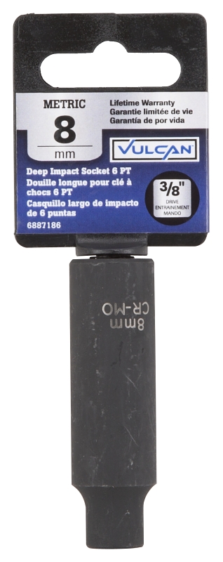 Vulcan MT6580138 Deep Impact Socket, 8 mm Socket, 3/8 in Drive