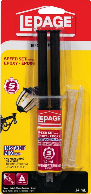 LePage 1028091 Epoxy, Translucent Yellow, Liquid, 14 mL Syringe