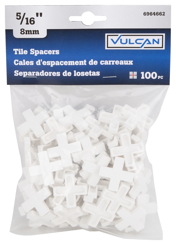 Vulcan MJ-T808083L Tile Spacer, 3/16 in Thick, Cross, Plastic