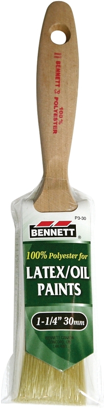 Bennett P3-30 Paint Brush, Wood Handle, 1-1/4 in W, Polyester Bristle